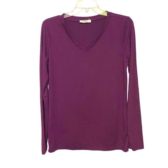 Zenana Long Sleeve V-Neck Purple Plum T-Shirt Super Soft Women’s Size Medium - Picture 1 of 8